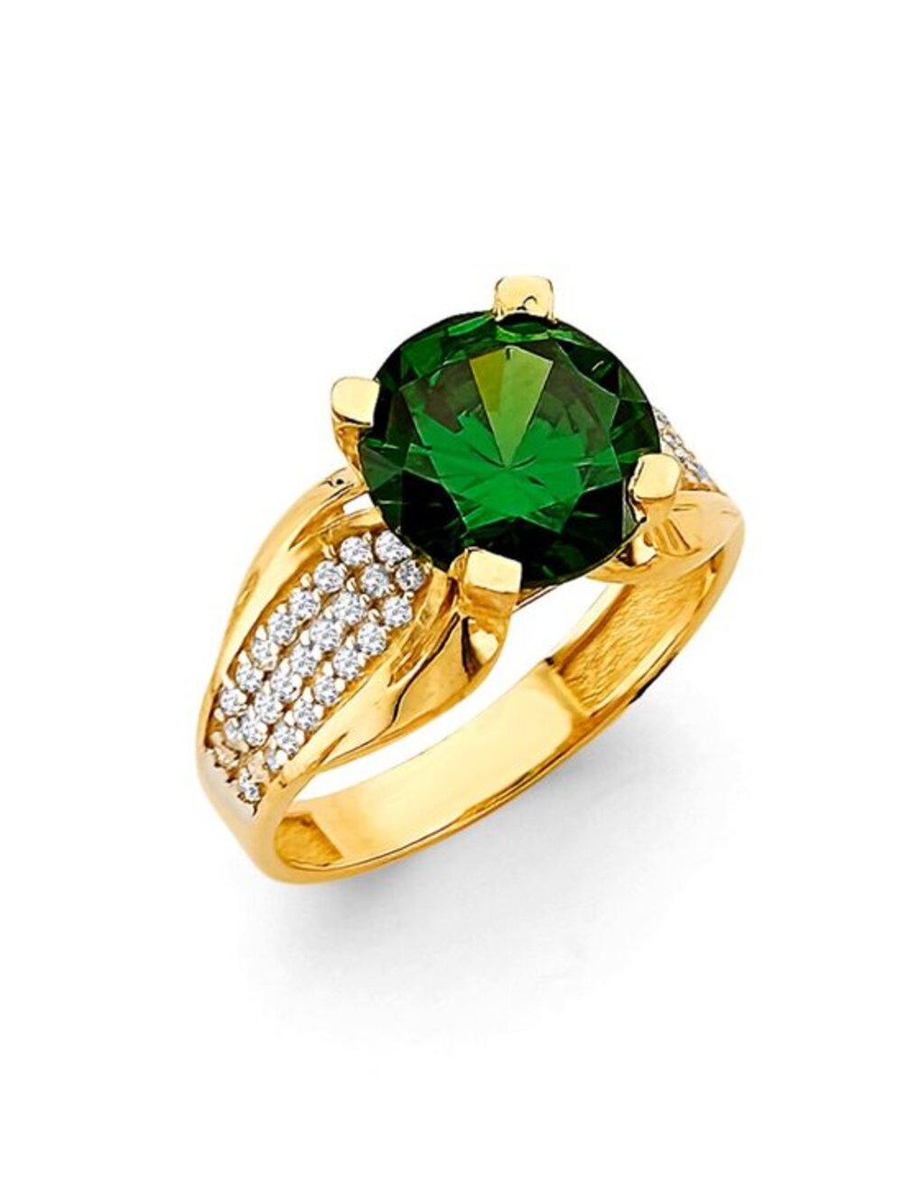 New 14K Yellow Gold Green CZ Ring size 7